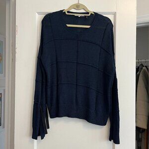 Helmut Lang Viscose Sweater with Ribbon Inlay - Navy Blue - S